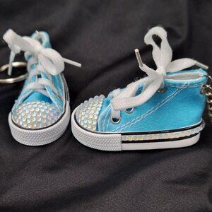 Light Blue Converse Style Keychain with Mermaid Drops, Bling Converse,…